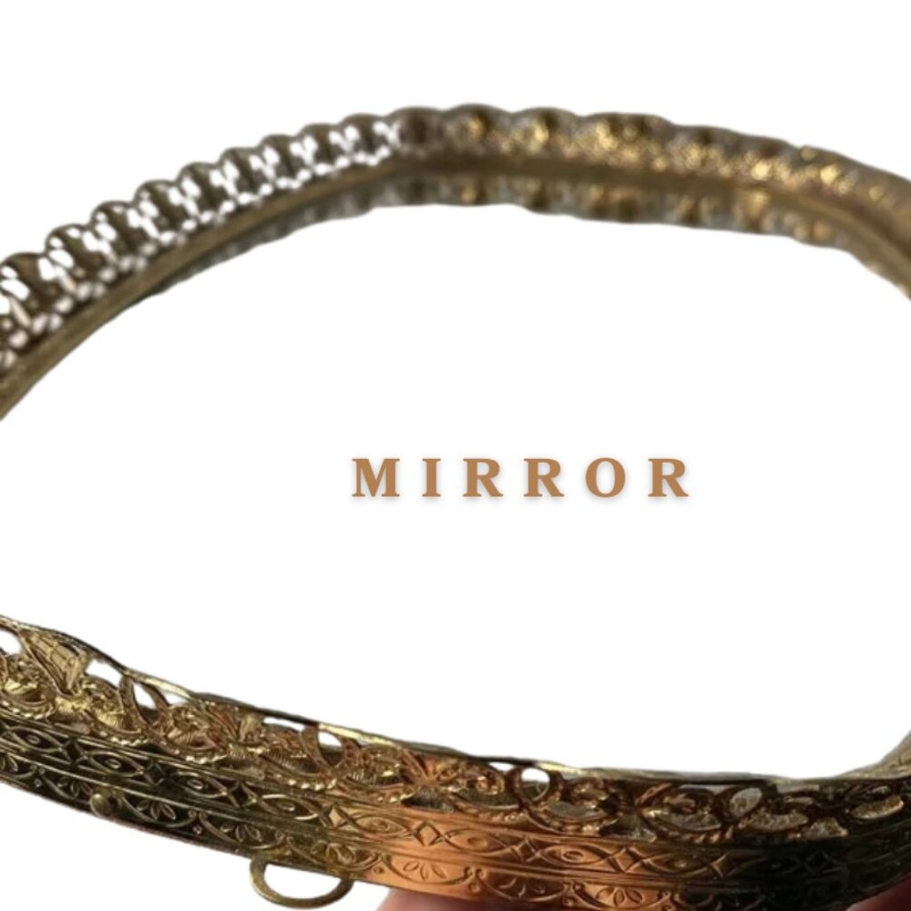 Vintage Antique Gold Filigree Mirrored Vanity Tray